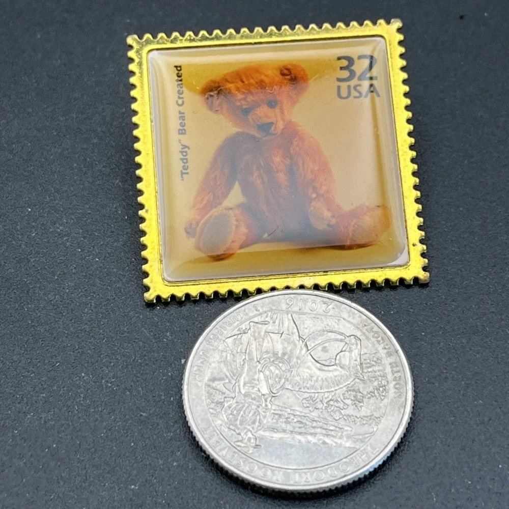 Vintage‎ USPS United States Postal Service Stamp Teddy Bear Lapel Pin